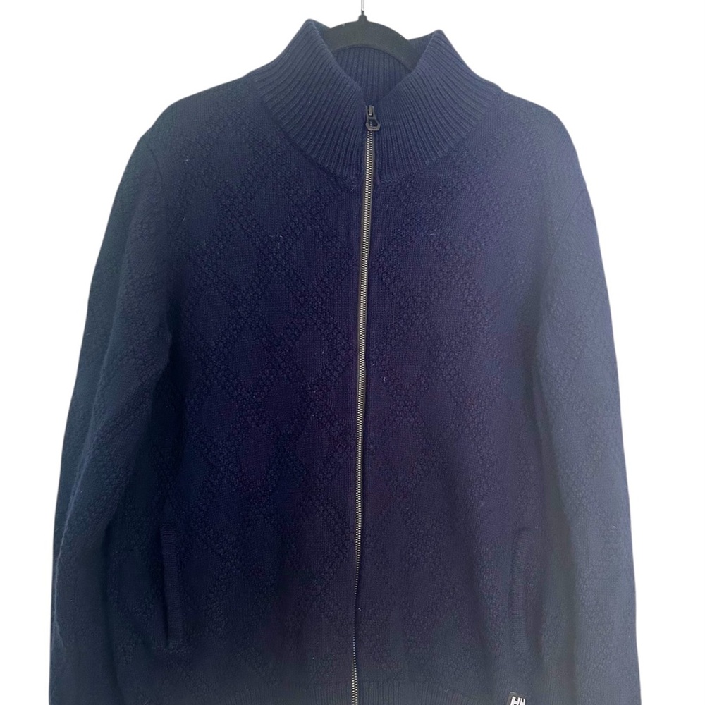 Helly Hansen Men's Navy Zip-Up Textured Knit Sweater